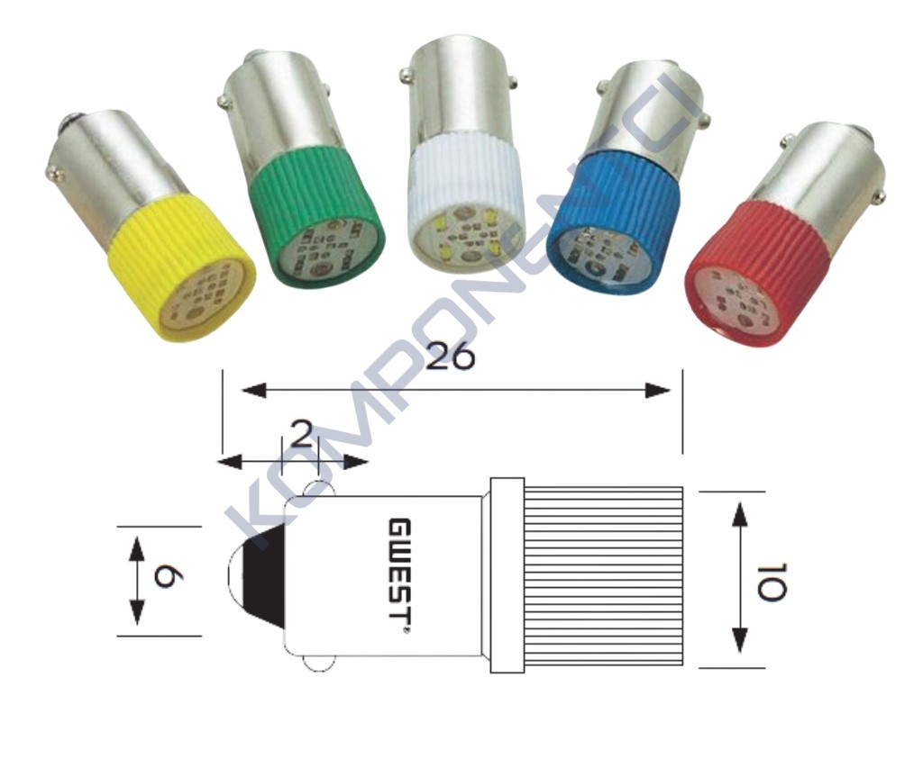 GWEST BA9SC - 24V - S SARI LED AMPUL 24V AC/DC
